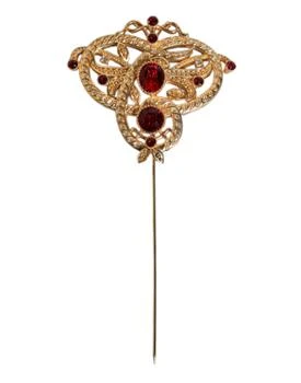 Dolce & Gabbana | Dolce & Gabbana Gold Tone Red Crystal Embellish 925 Sterling Silver Pin,商家Siebentaschen,价格¥3094