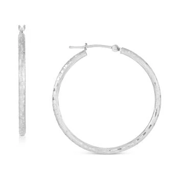 Macy's | Textured Medium Hoop Earrings in 10k White Gold, 30mm,商家Macy's,价格¥1572