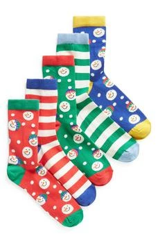 Mini Boden | Kids' Assorted 5-Pack Christmas Crew Socks,商家Nordstrom Rack,价格¥149