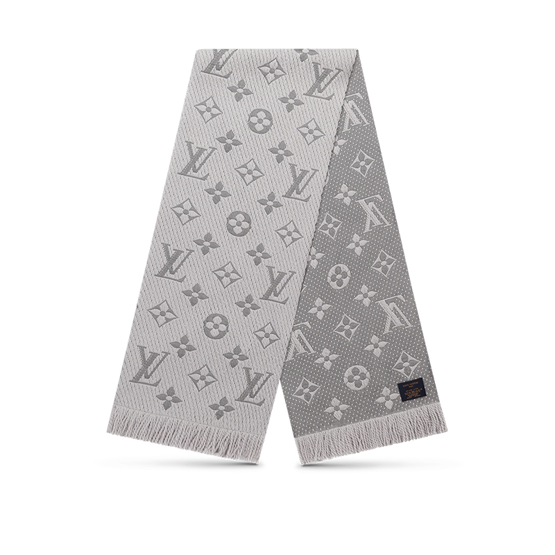 商品Louis Vuitton/路易威登 女士珍珠灰色羊毛混纺老花围巾图片