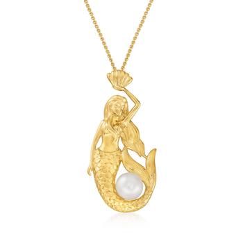 商品Ross-Simons 8.5-9mm Cultured Pearl Mermaid Pendant Necklace in 18kt Gold Over Sterling,商家Premium Outlets,价格¥1038图片