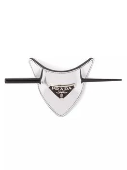 Prada | Brushed Leather Hair Clasp With Stick 