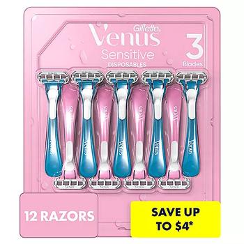 商品Venus Sensitive Disposable Razors for Women (12 ct.),商家Sam's Club,价格¥147图片