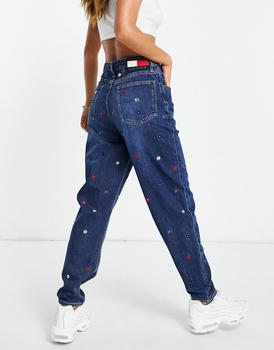 Tommy Hilfiger | Tommy Jeans all over logo mom jeans in indigo商品图片,8折