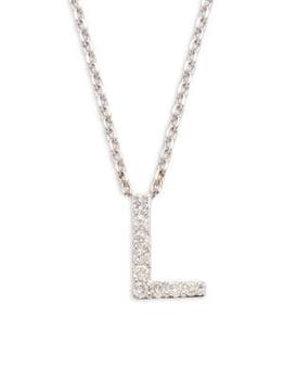 推荐Sterling Silver & 0.14 TCW Diamond L Initial Necklace商品