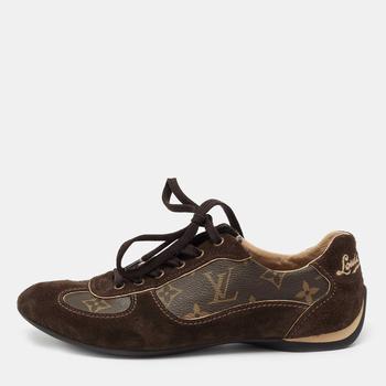 lv低帮鞋, [二手商品] Louis Vuitton | Louis Vuitton Brown Suede And Monogram Canvas Energie Low Top Sneakers Size 37商品图片 9.6折, 满1件减$100, 满减