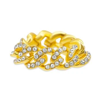 ADORNIA | 14k Gold-Plated Pavé Curb Chain Flexible Ring 独家减免��邮费