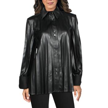 推荐Ellery Womens Vegan Pleated Leather Jacket商品