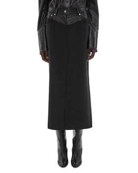 Helmut Lang | Garter Faux Leather Trim Midi Skirt,商家Bloomingdale's,价格¥1411