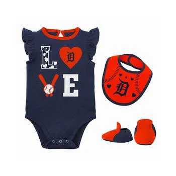 Outerstuff | Newborn and Infant Boys and Girls Navy, Orange Detroit Tigers Three-Piece Love of Baseball Bib Bodysuit and Booties Set,商家Macy's,价格¥240