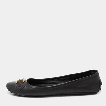 lv鞋真假, [二手商品] Louis Vuitton | Louis Vuitton Black Leather Oxford Ballet Flats Size 38.5商品图片 