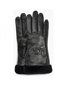 ugg手套, UGG | Ugg Classic Leather Logo Gloves Colour: Black商品图片 