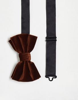 ASOS | ASOS DESIGN bow tie in dark brown cord商品图片,7.5折×额外8折x额外9.5折, 独家减免邮费, 额外八折, 额外九五折