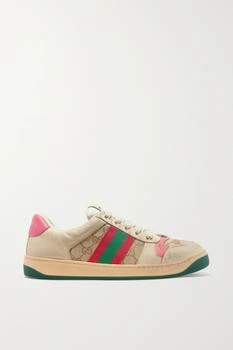 Gucci | Screener Logo 提花帆布仿旧皮革运动鞋  - IT34 额外9.5折, 满$100减$5, 满减, 额外九五折