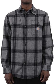 (105439) Loose Fit HW Flannel L/S Plaid Shirt - Asphalt product img