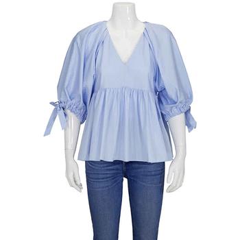 product 3.1 Phillip Lim Ladies Blue V Neck Cotton Poplin Top image