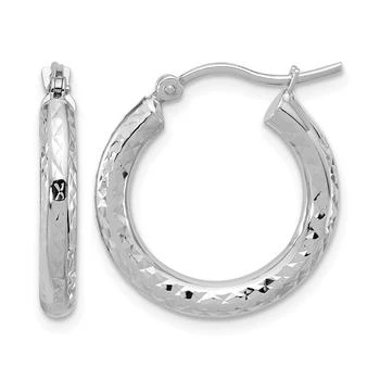 Diamond2Deal | 14k Gold Diamond-cut 3x20mm Round Hoop Earrings,商家Premium Outlets,价格¥3798