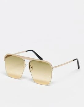 推荐South Beach metal oversized sunglasses in gold商品