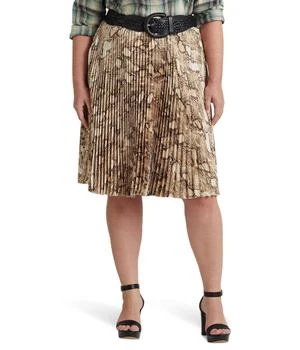 Ralph Lauren | Plus Size Snakeskin Print Pleated Charmeuse Skirt 4折