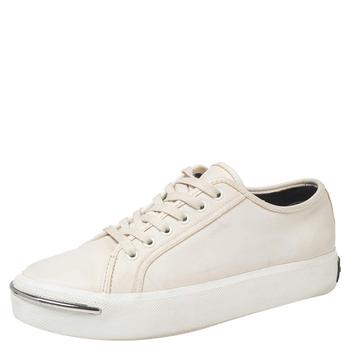 alexander wang鞋真假, [二手商品] Alexander Wang | Alexander Wang White Leather Lace Up Sneakers Size 37商品图片 4折