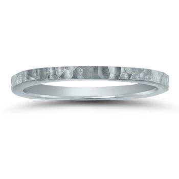 SSELECTS | Women's 4 Sided Thin 1.5Mm Hammered Wedding Band In 14K White Gold,商家Premium Outlets,价格¥1904