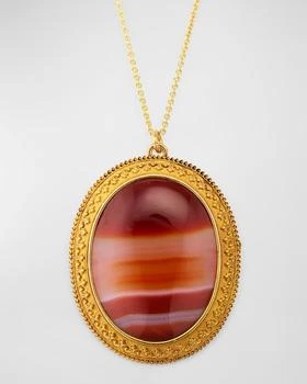 NM Estate | Estate 18K and 14K Yellow Gold Agate Victorian Brooch Pendant Necklace,商家Neiman Marcus,价格¥34115