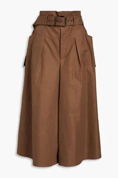 Brunello Cucinelli | Bead-embellished pleated cotton and ramie-blend twill culottes 4.5折