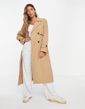 更多VERO MODA, VERO MODA | Vero Moda longline trench coat in stone商品图片 