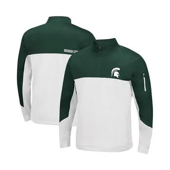 推荐Men's Green, White Michigan State Spartans Triple Dog Dare Quarter-Zip Jacket商品