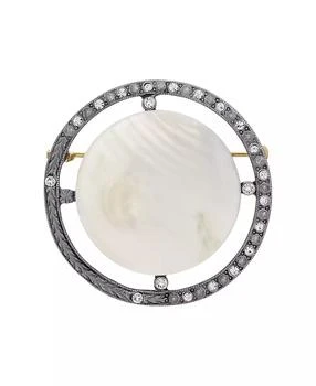 2028 | Silver Tone Crystal Pink Cultured Mother of Pearl Brooch,商家Macy's,价格¥283