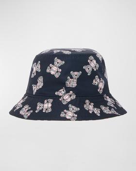 美国burberry, Burberry | Kid's Check Bear-Print Bucket Hat, Size S-M商品图片 
