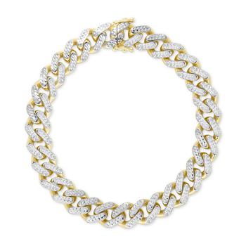 商品Two-Tone Wide Curb Link Hollow Bracelet in 10k Gold & 10k White Gold图片
