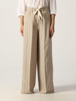 推荐Semicouture pants in striped viscose blend商品