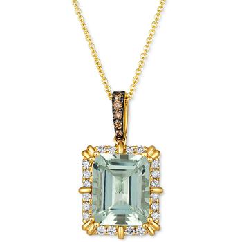 商品Mint Julep Quartz (3-3/4 ct. t.w.) & Diamond (1/3 ct. t.w.) Adjustable 20" Pendant Necklace in 14k Gold图片