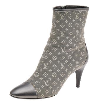 lv长筒靴, [二手商品] Louis Vuitton | Louis Vuitton Grey Monogram Canvas And Leather Ankle Boots Size 38商品图片 6.4折, 满1件减$100, 满减