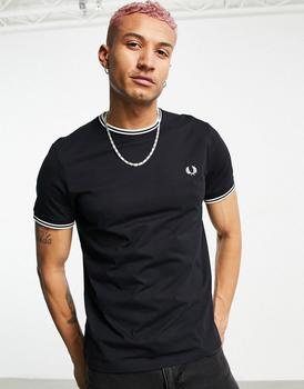 Fred Perry | Fred Perry twin tipped t-shirt in black商品图片,