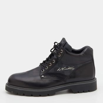 lv男鞋, [二手商品] Louis Vuitton | Louis Vuitton Black Leather And Damier Ebene Canvas Oberkampf Ankle Length Boots Size 45商品图片 