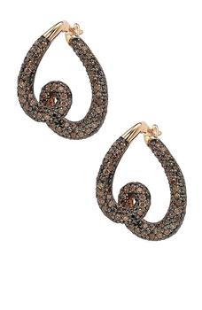 Suzy Levian | 14K Rose Gold Plated Sterling Silver Chocolate CZ Twisted Hoop Earrings商品图片,3.2折
