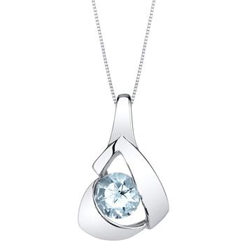 商品Aquamarine Sterling Silver Chiseled Pendant Necklace图片