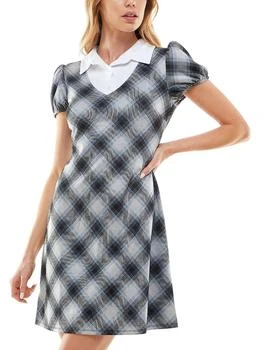 Planet Gold | Juniors Womens Plaid Mini Shirtdress 5.3折