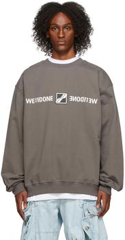 商品We11done | Grey Patched Mirror Logo Sweatshirt,商家SSENSE,价格¥2661图片