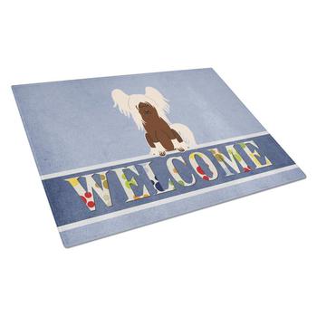 商品Caroline's Treasures | BB5694LCB Chinese Crested Cream Welcome Glass Cutting Board L,商家Verishop,价格¥248图片