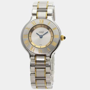[二手商品] Cartier | Cartier Silver Gold Plated Stainless Steel Must 21 W10073R6 Women's Wristwatch 28 mm商品图片,