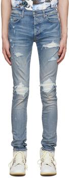 amiri mx1, AMIRI | Blue MX1 Ultra Suede Jeans商品图片 