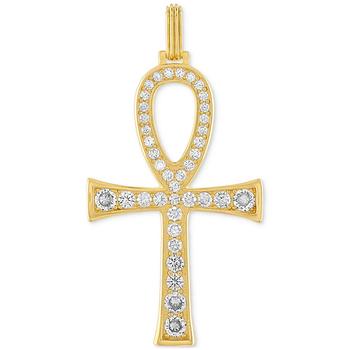 Esquire Men's Jewelry | Cubic Zirconia Ankh Pendant in 14k Gold-Plated Sterling Silver, Created for Macy's商品图片,6折×额外8.5折, 额外八五折