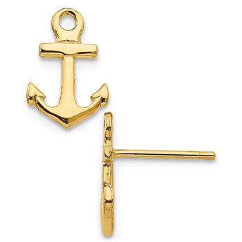 商品Macy's | Anchor Stud Earrings in 14k Yellow Gold,商家Macy's,价格¥1515图片
