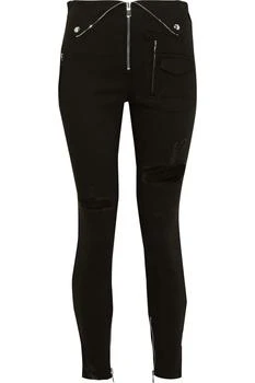 RTA Distressed zip-detailed mid-rise skinny jeans
