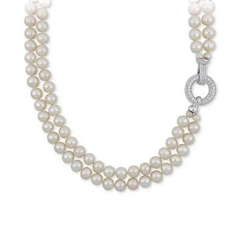 Macy's | Cultured Freshwater Pearl (7 - 8mm) & Cubic Zirconia Double Strand 17" Collar Necklace,商家Macy's,价格¥1703