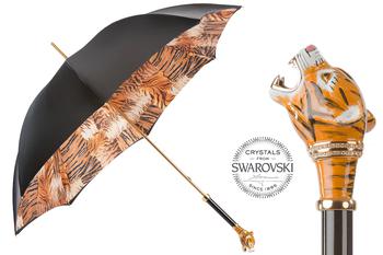 商品Pasotti Umbrellas | Pasotti 葩莎帝女士西伯利亚虎头手柄手工伞,商家Unineed,价格¥1738图片