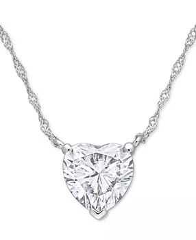 Macy's | Lab-Grown Moissanite Heart Solitiare 17" Pendant Necklace (2 ct. t.w.) in 10k White Gold,商家Macy's,价格¥4473